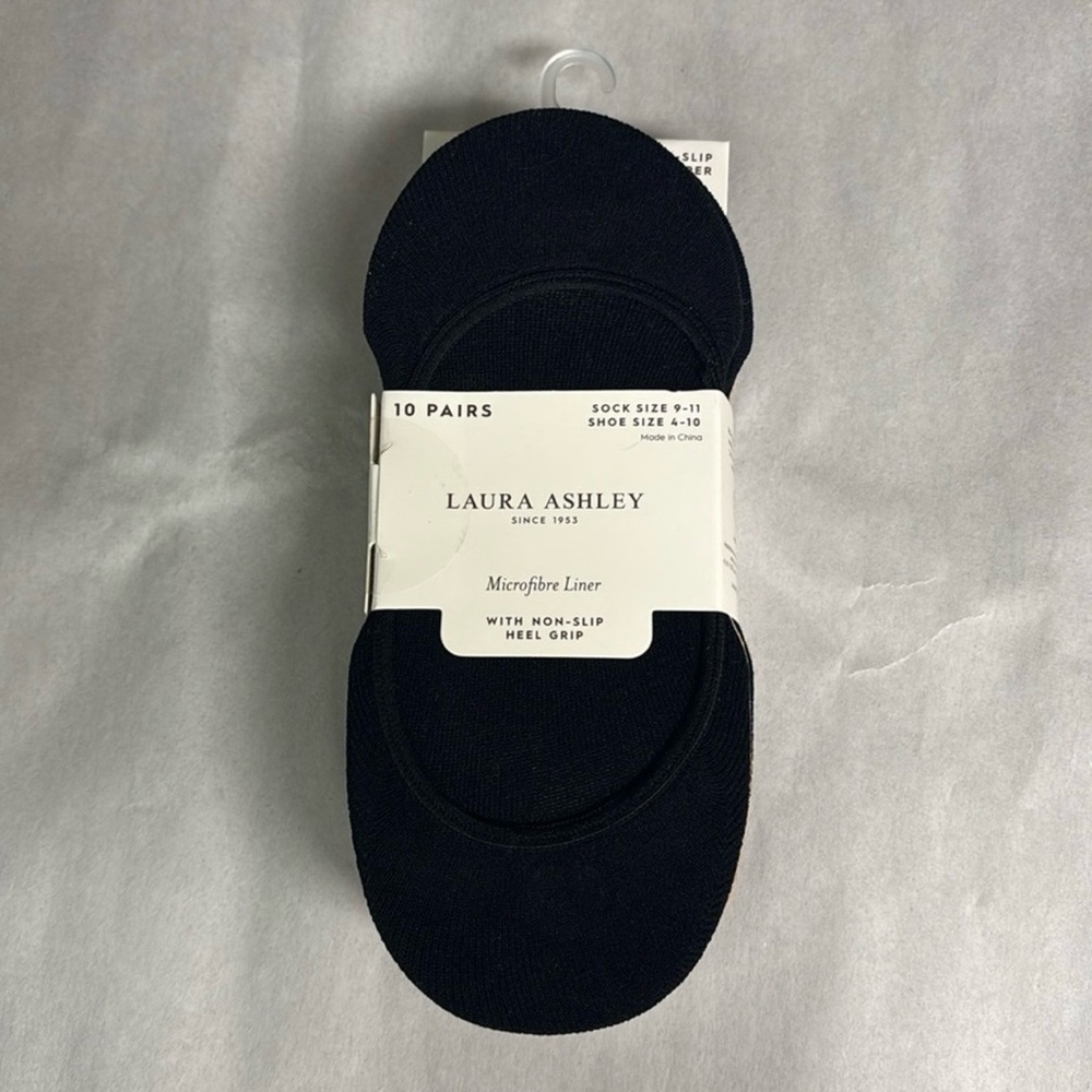 New Laura Ashley Socks Women’s 10 Pair Tan & Black Casual Microfiber Liner Socks - Picture 4 of 14